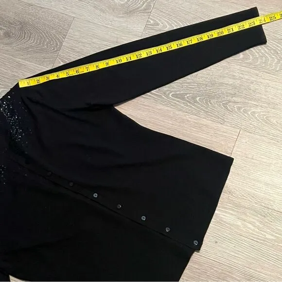 VTG 90s Y2K Ungaro cardigan black sequin Round neck Silk Knit Lightweight M