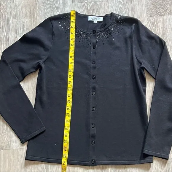 VTG 90s Y2K Ungaro cardigan black sequin Round neck Silk Knit Lightweight M