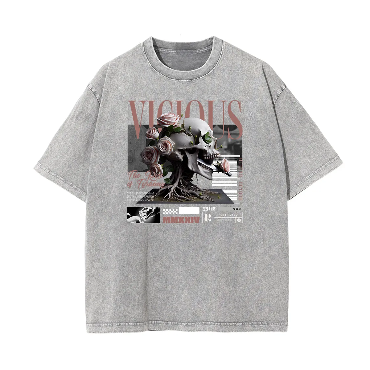 Washed Faded Street Style Pattern Tee