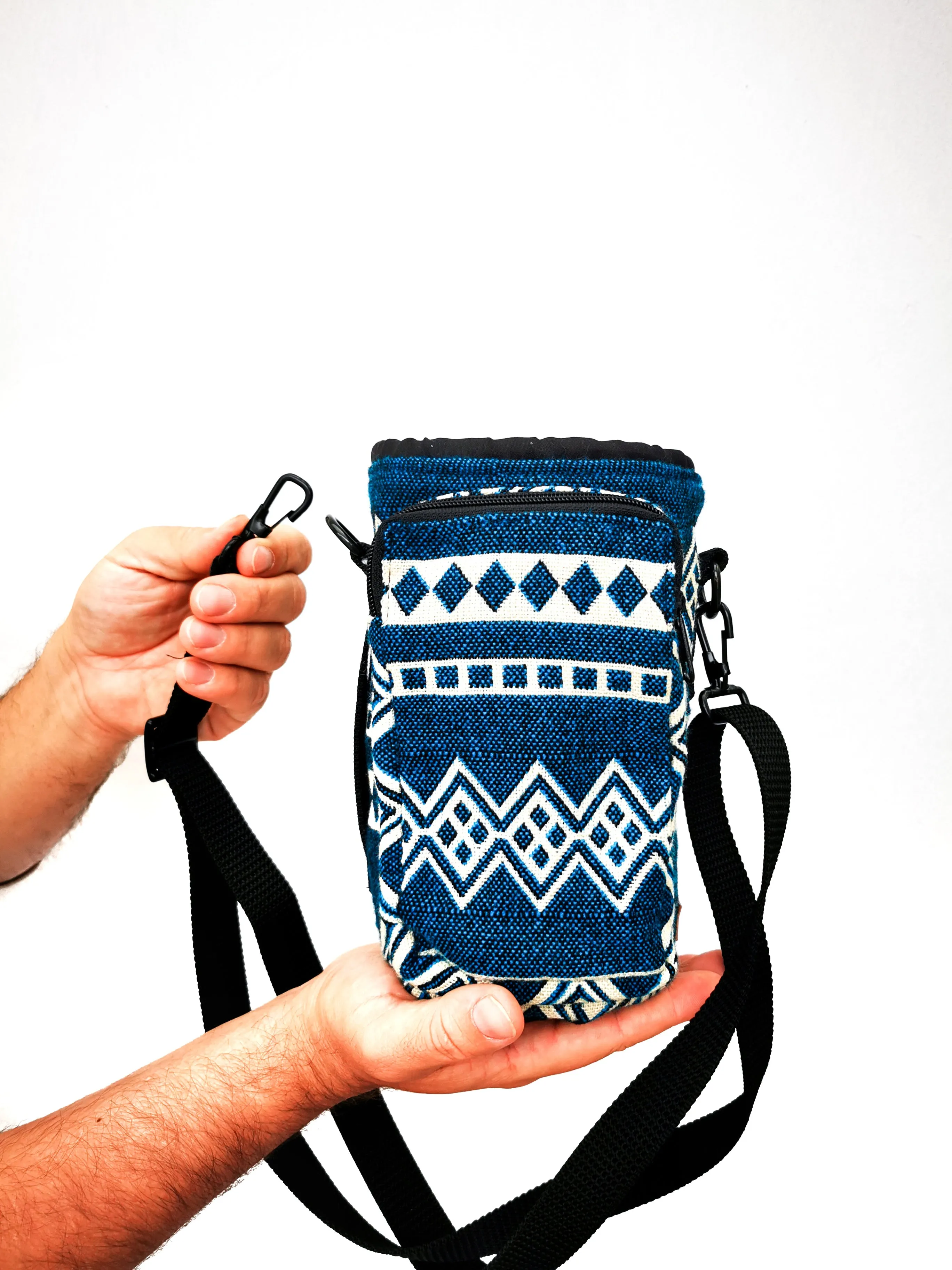 Water Bottle Sleeve Holder with Strap & Pocket | Laguna Blue