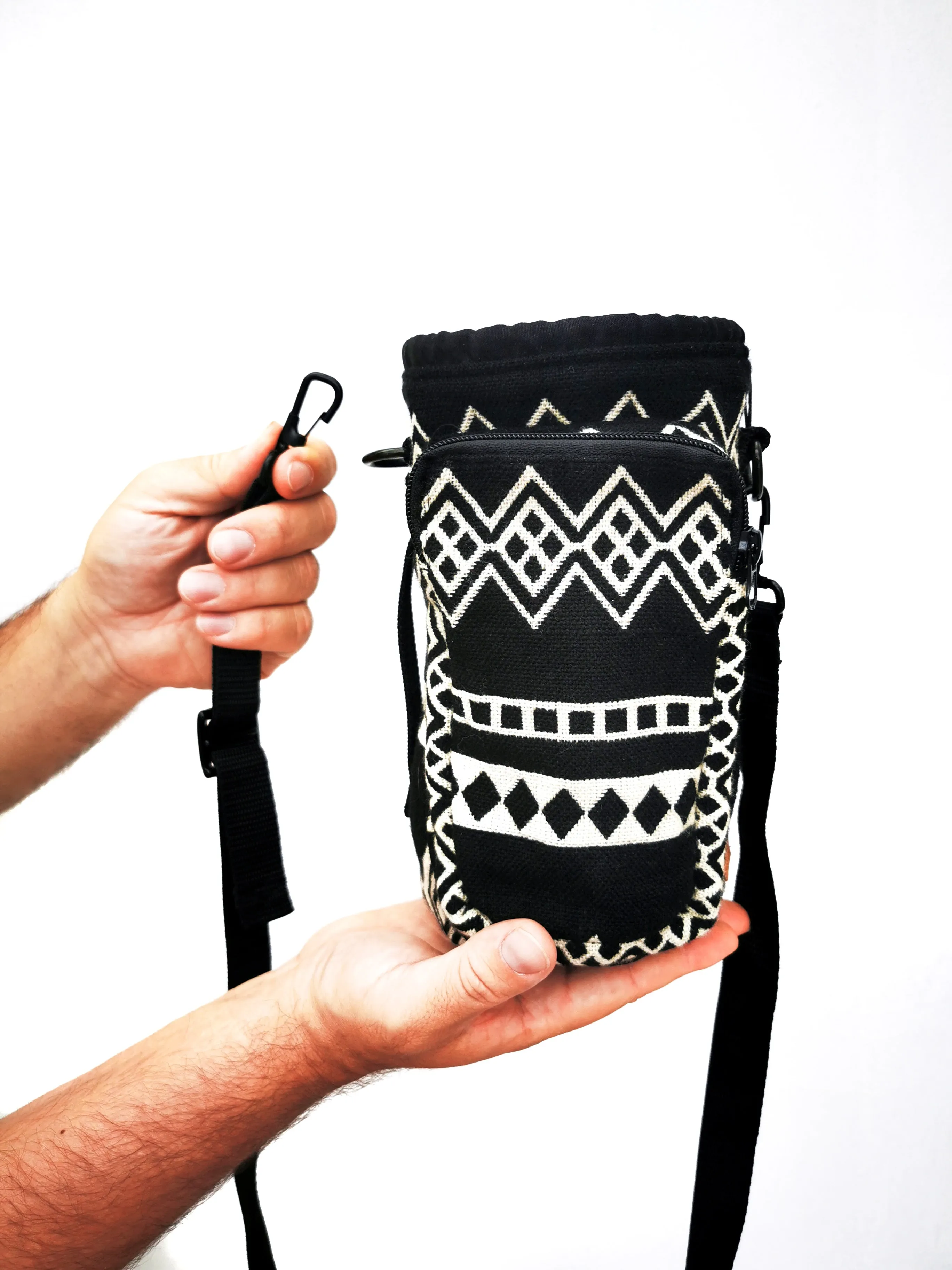 Water Bottle Sleeve Holder with Strap & Pocket | Obsidian Black