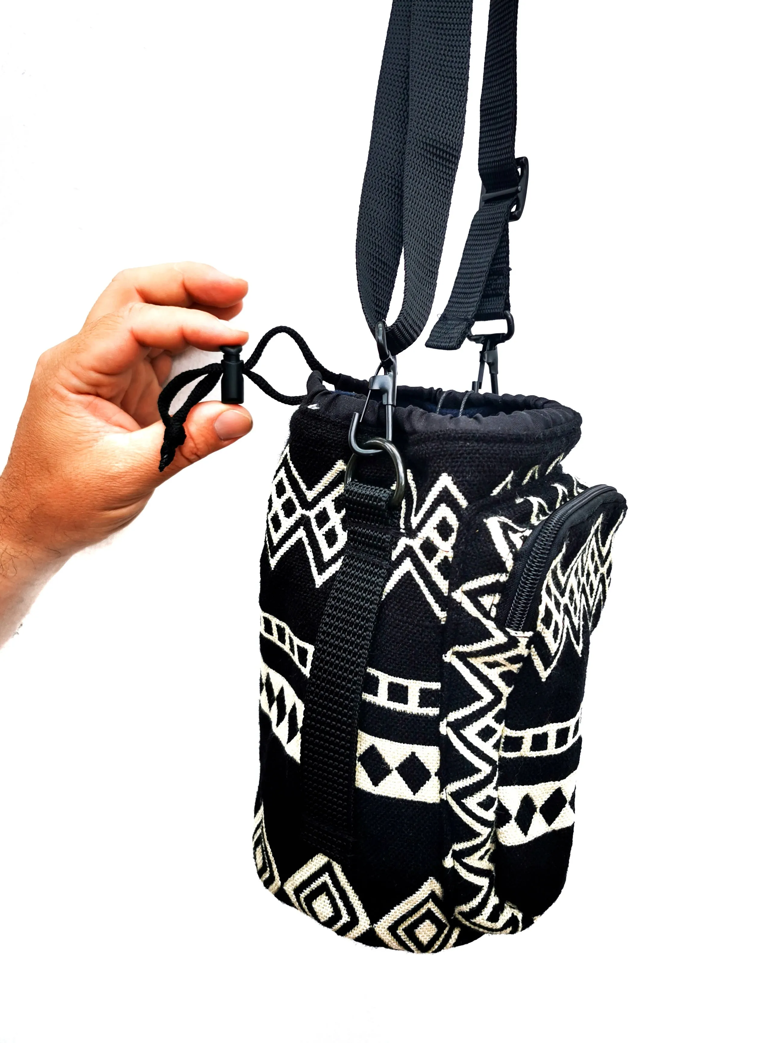 Water Bottle Sleeve Holder with Strap & Pocket | Obsidian Black