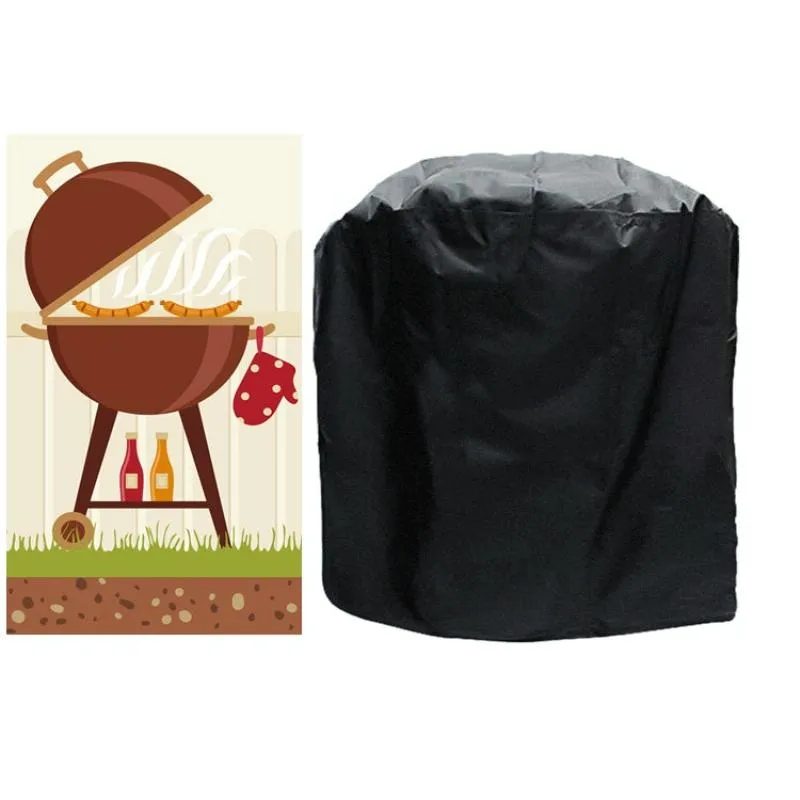 Waterproof Bbq Grill Cover - 210D Oxford Cloth Anti-Uv Dust-Proof 71X73Cm Black