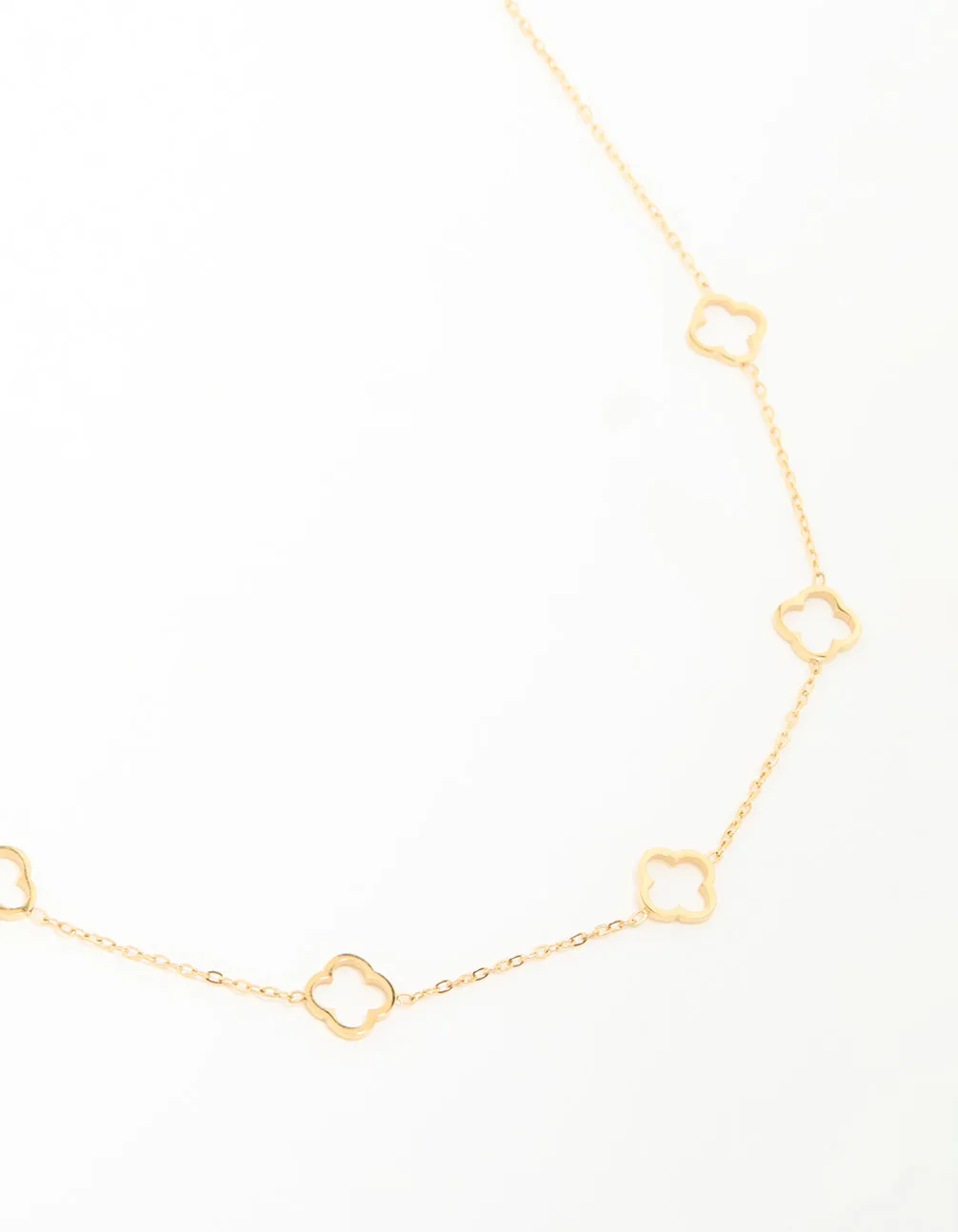 Waterproof Gold Plated Stainless Steel Hollow Flower Pendant Necklace