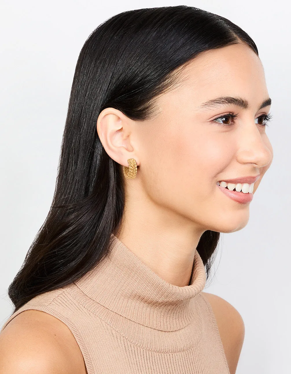 Waterproof Gold Plated Stainless Steel Medium Braided Hoop Earrings