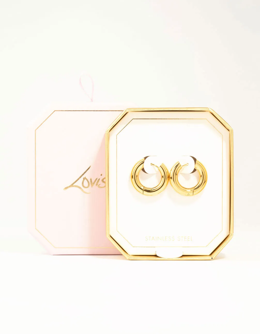 Waterproof Gold Plated Stainless Steel Small Chunky Huggie Earrings