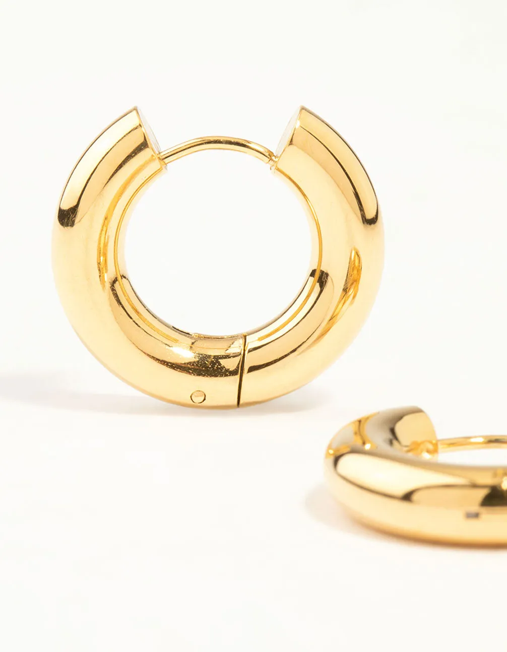Waterproof Gold Plated Stainless Steel Small Chunky Huggie Earrings