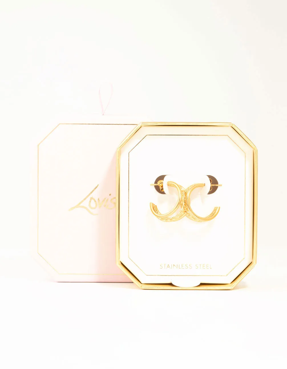Waterproof Gold Plated Stainless Steel Triple Illusion Hoop Earrings