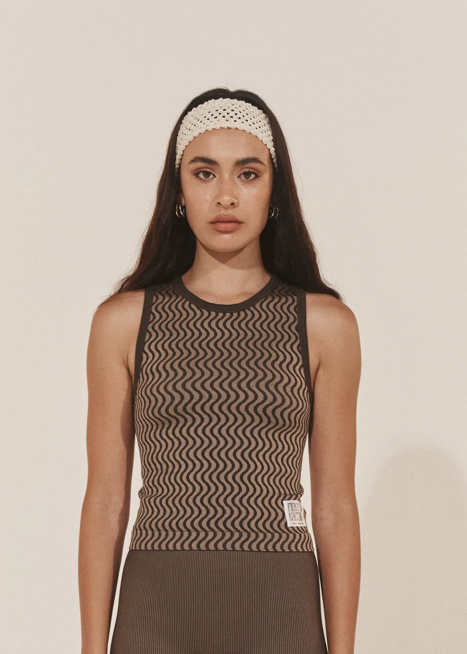 Wavy Lines Tank - Cacao