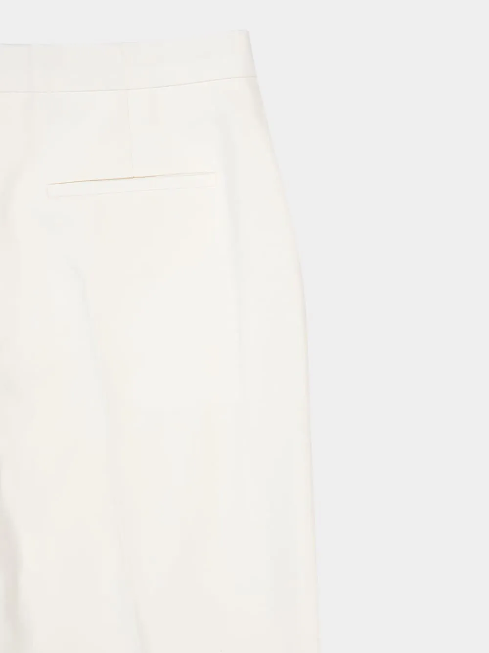 White Flared Linen Canvas Trousers