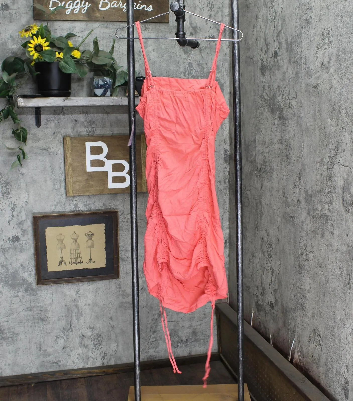 Wild Fable Womens Sleeveless Cut Out Ruched Front Bodycon Dress Coral Pink XL