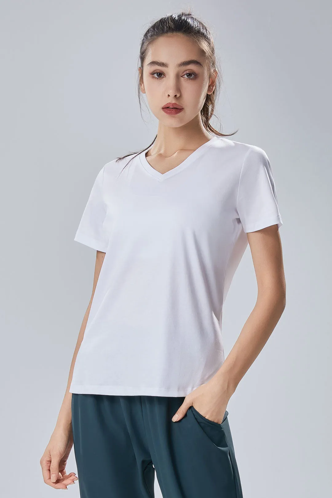 Women's Cool Cotton V-Neck Short Sleeve T-Shirt