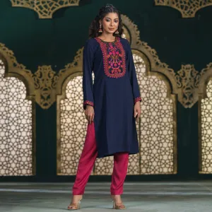 Womens Ethnic High Range Kurti-Navy