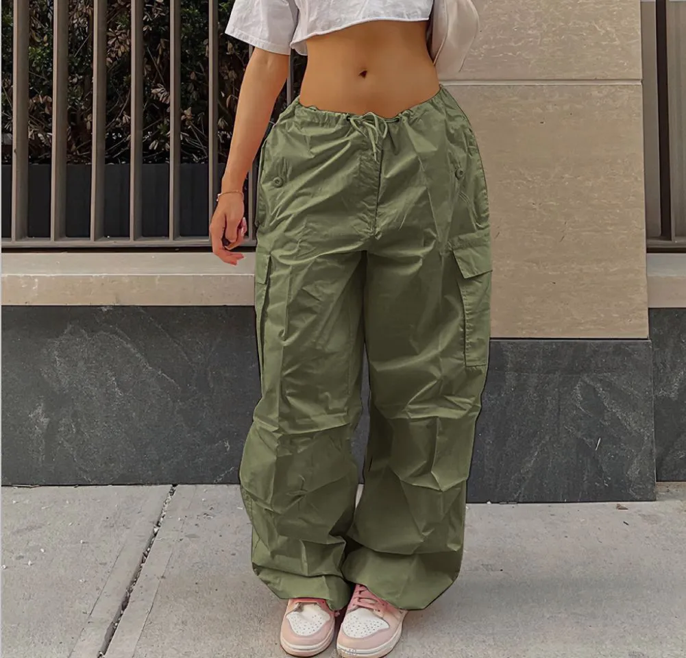 Women's Wide Leg Cargo Pants with Pockets