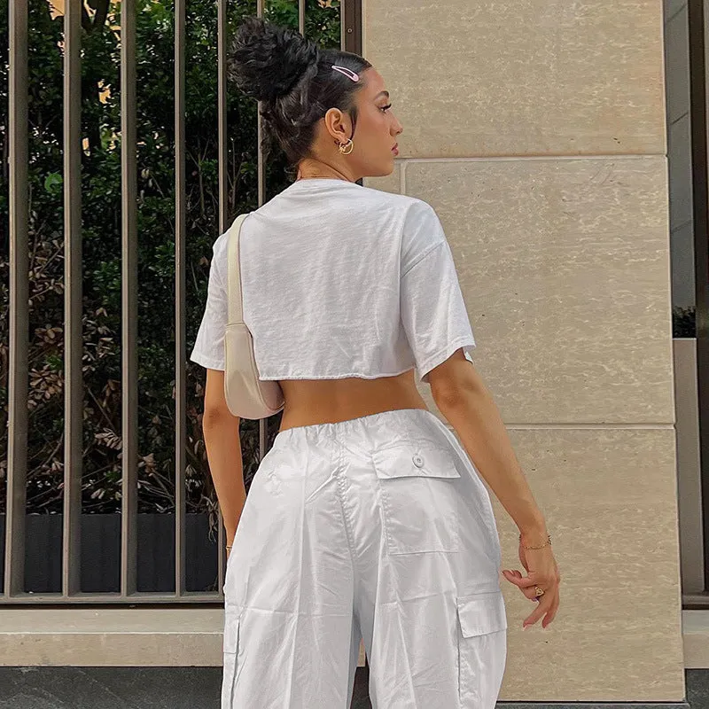 Women's Wide Leg Cargo Pants with Pockets