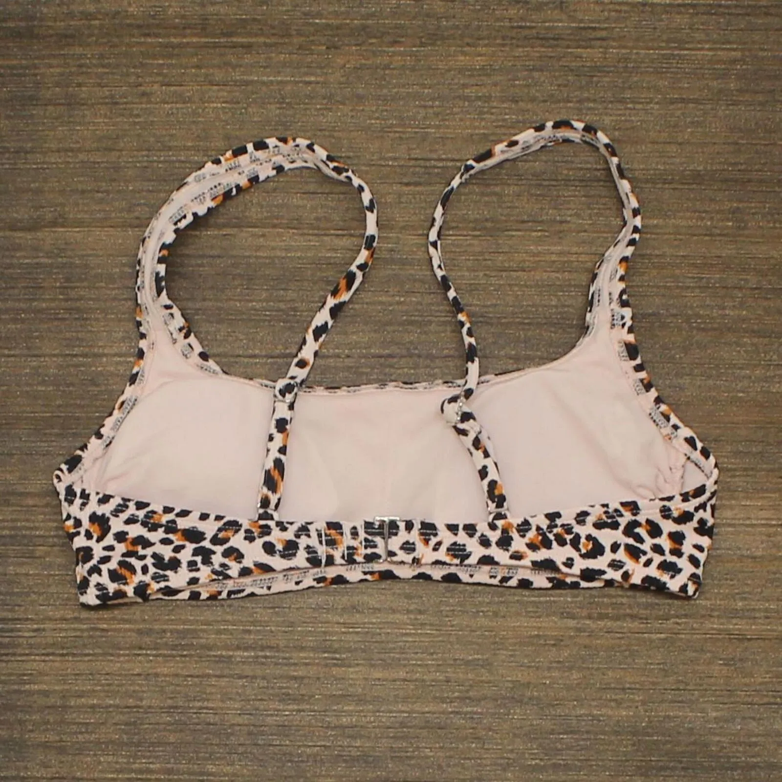 Xhilaration Animal Print Ribbed Bralette Bikini Top Pink Leopard Small (0-2)