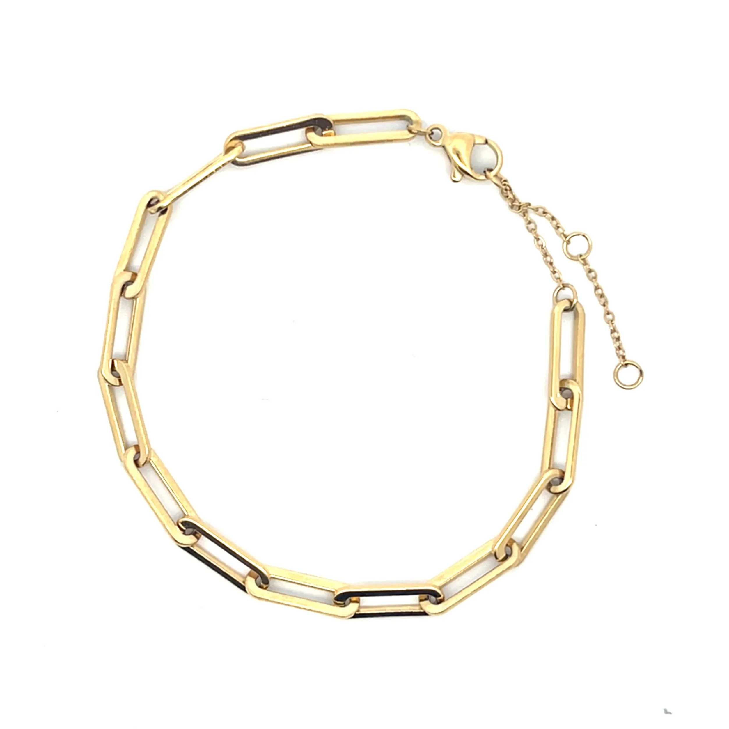 Yellow Gold Plated Stainless Steel Paperclip Bracelet