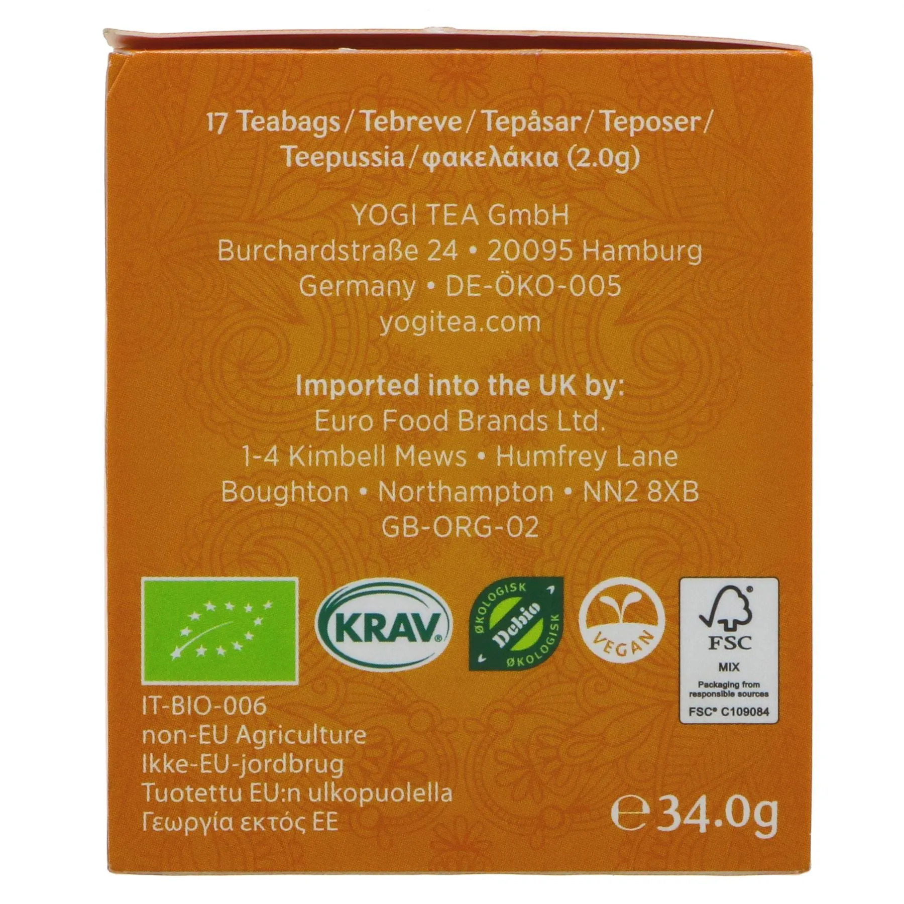 Yogi Tea | Turmeric Orange - Turmeric, Cinnamon, Ginger | 17 bags